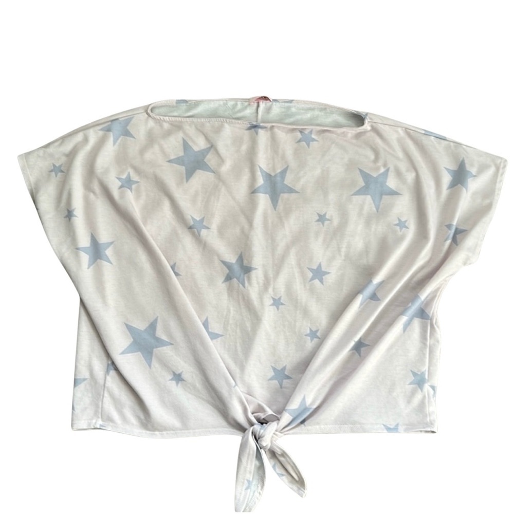 Pink Lily Pinkish‎ White Blue Star Design Bottom Tie Top Women Size Large